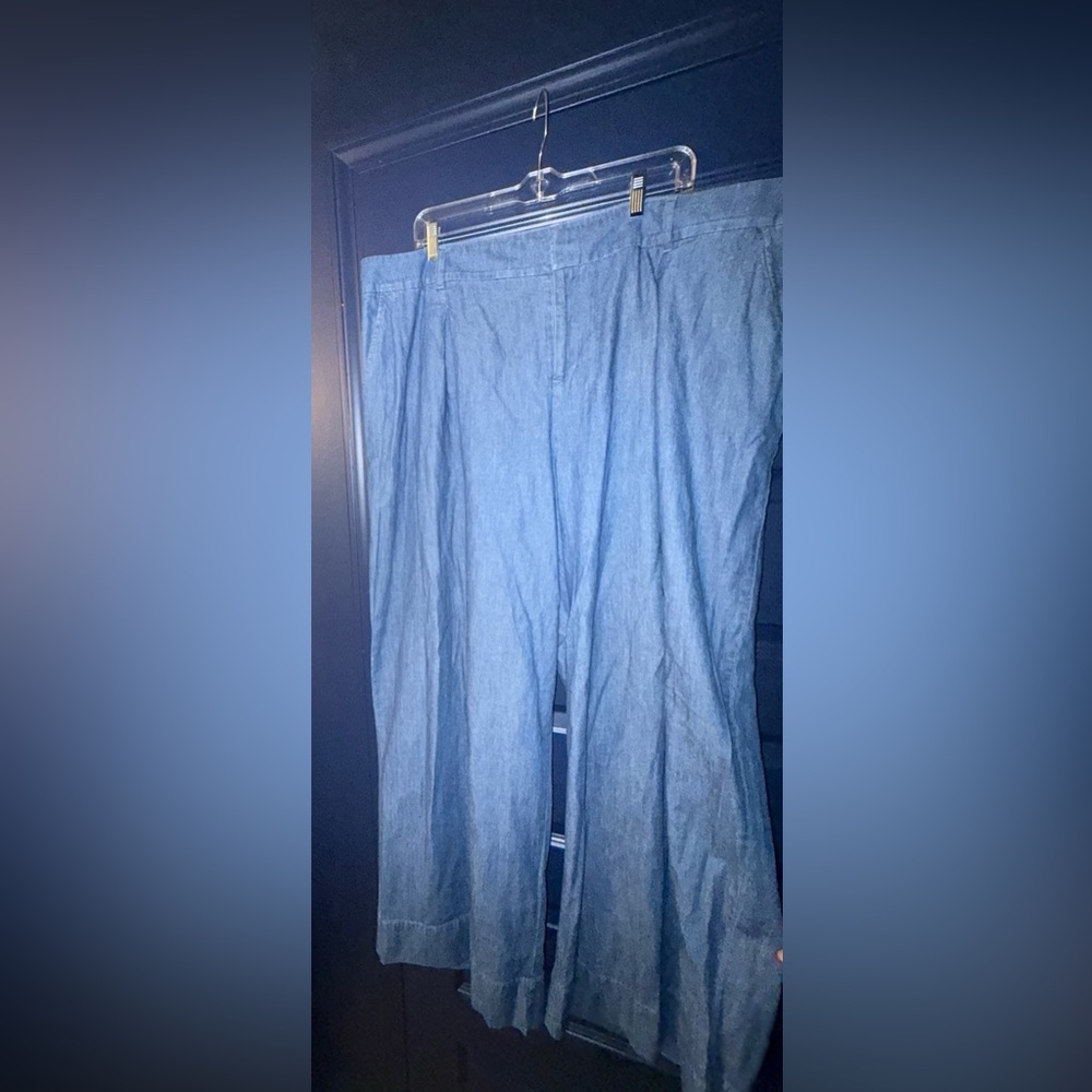 Eloquii Wide Leg Pants in Light Blue Denim